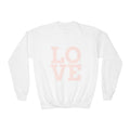 Youth Crewneck Sweatshirt - Pastel "LOVE" Graphic Cozy Pullover