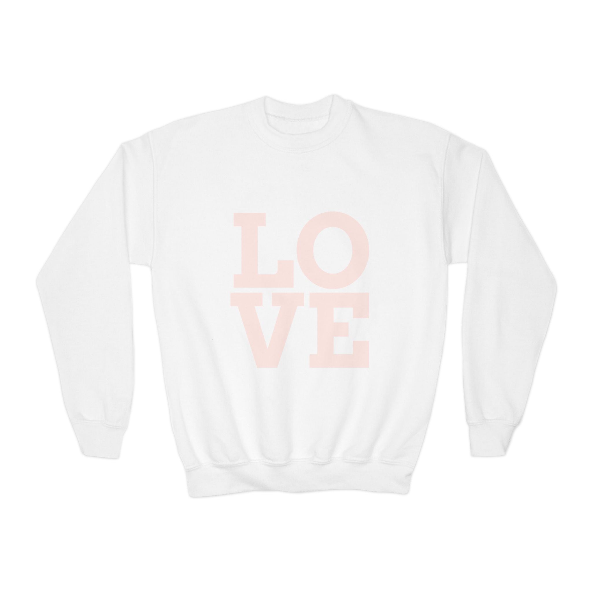 Youth Crewneck Sweatshirt - Pastel "LOVE" Graphic Cozy Pullover