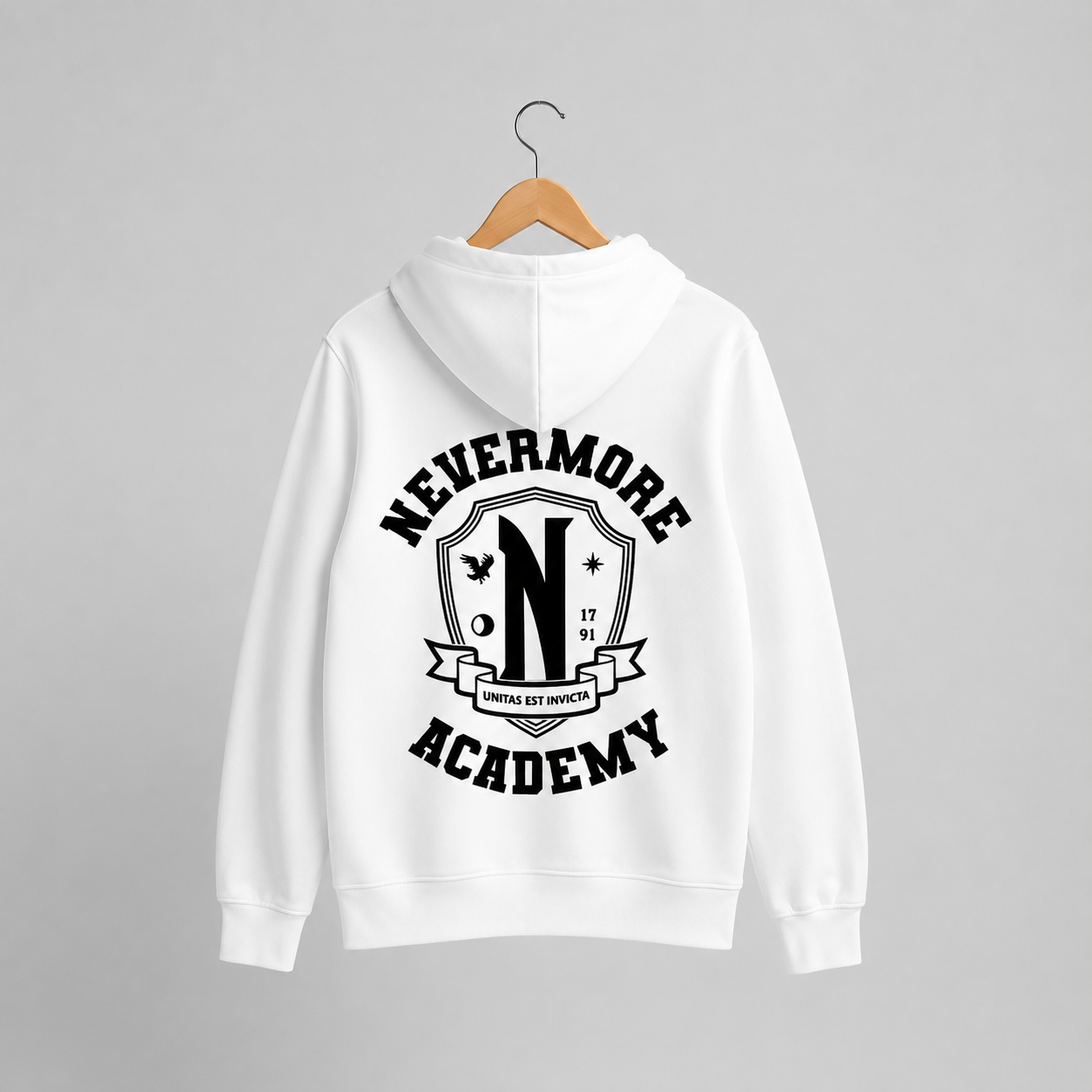 Men Women Nevermore Academy Logo Print Graphic Zipper Hoodie Casual Long Sleeve Harajuku Oversized Zip Up Coats Hoodies