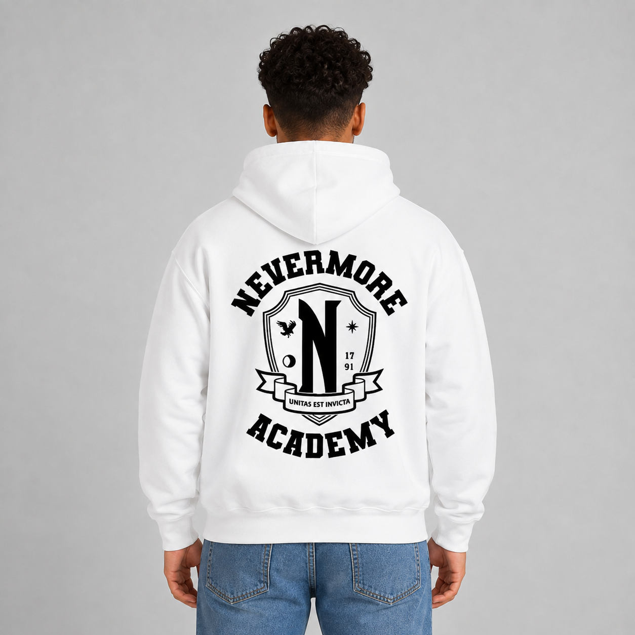 Men Women Nevermore Academy Logo Print Graphic Zipper Hoodie Casual Long Sleeve Harajuku Oversized Zip Up Coats Hoodies